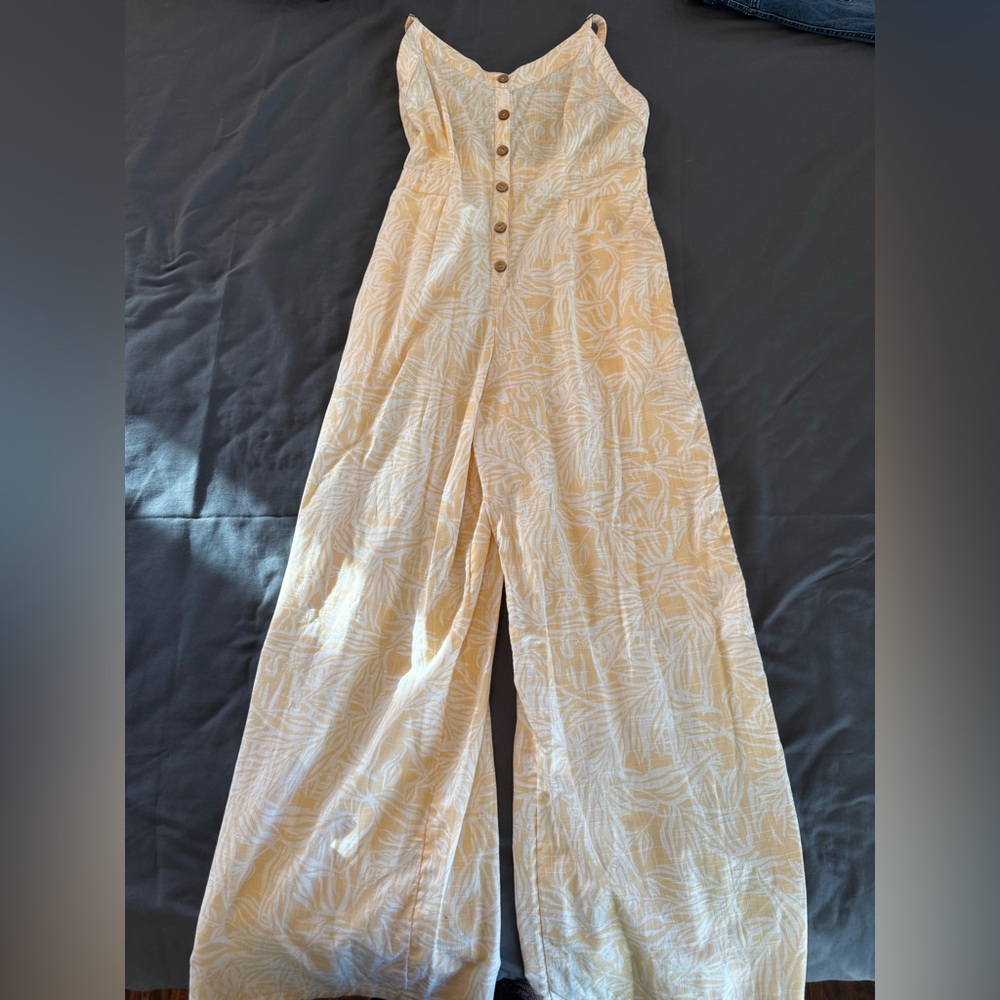 Roxy Cream and White Printed Wide-Leg Jumpsuit